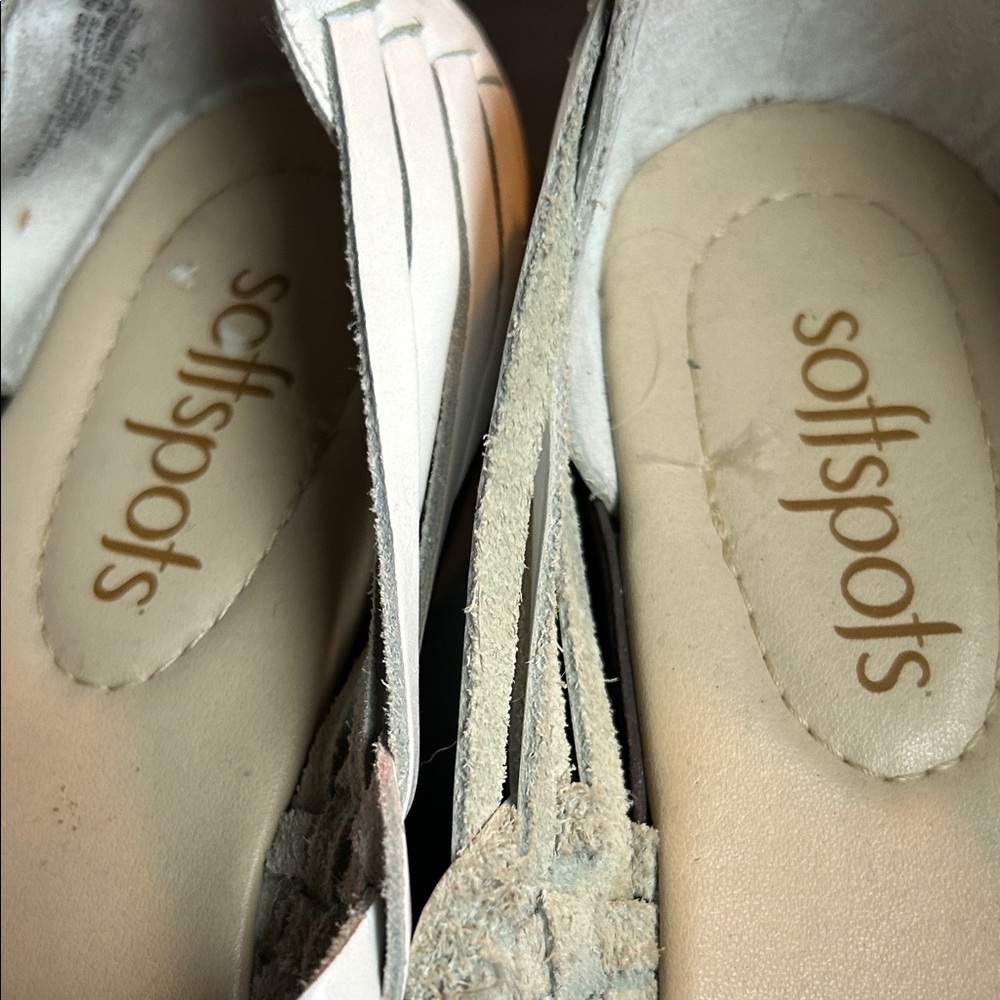 Softspots White Woven Peep-Toe Slip-On Flats - Picture 2 of 6